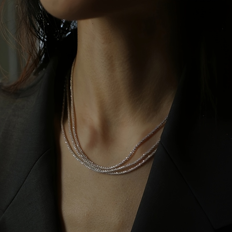 Stylish S925 Silver Necklace with Sparkling High-End Design